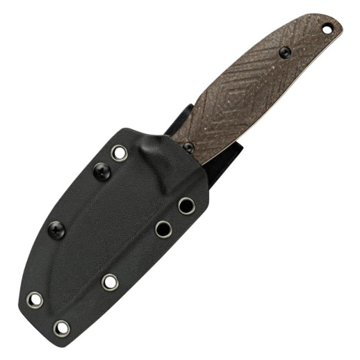 Ніж з чохлом туристичний SRM Fossa 605T-MW, (8.8 см) 14C28N / Micarta коричневий
