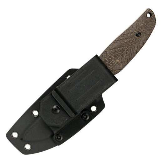 Ніж з чохлом туристичний SRM Fossa 605T-MW, (8.8 см) 14C28N / Micarta коричневий