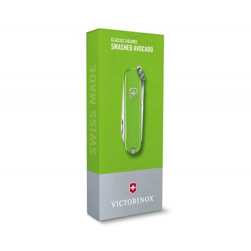 Ніж-брелок Victorinox Classic SD Colors, Smashed Avocado, Gift Box (0.6223.43 G) 7 функцій, 58 мм, Колір Світло-зелений
