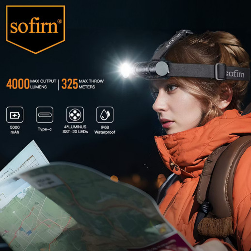 Ліхтар Sofirn HS41 налобний 4000 лм з магнітом та функцією Power Bank
