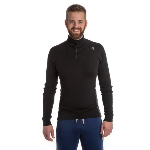 Термофутболка чоловіча Aclima WarmWool Polo W /Zip Man Black /Marengo S