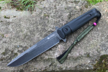 Ніж Kizlyar Supreme Trident кратон, сталь D2 stonewash, чорні піхви