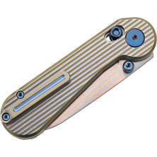 Ніж-антистрес Hightron EdgePlay, дамаск з міддю, титан TC4, золотистий