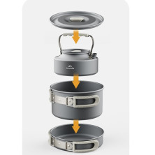 Набір посуду (каструля, сковорідка, чайник) Naturehike CNK2450CF010, алюміній
