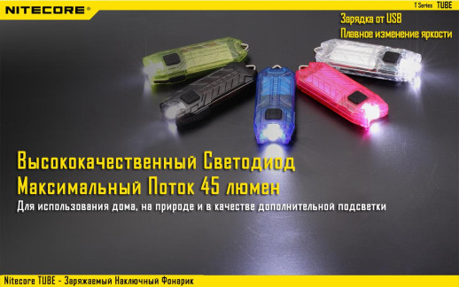 Ліхтар-брелок Nitecore TUBE, 45 люмен (рожевий)