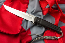 Ніж Kizlyar Supreme Croc сатин, сталь D2, Камо піхви