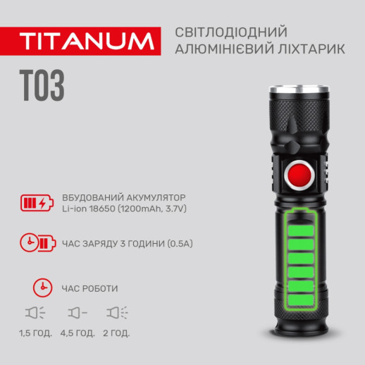 Портативний світлодіодний ліхтарик TITANUM TLF-T03 230Lm 6500K