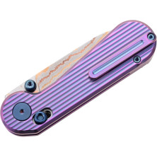 Ніж-антистрес Hightron EdgePlay, дамаск з міддю, титан TC4, фіолетовий