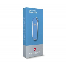 Ніж-брелок Victorinox Classic SD Colors, Summer Rain, Gift Box (0.6223.28 G) 7 функцій, 58 мм, блакитний