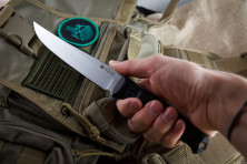 Ніж Kizlyar Supreme Croc сатин, сталь AUS8, Камо піхви