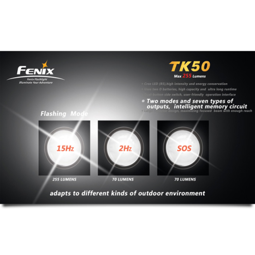 Пошуковий ліхтар Fenix TK50, Сірий LED R5, 255 люмен
