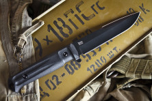 Ніж Kizlyar Supreme Delta чорний, сталь AUS8, чорні піхви