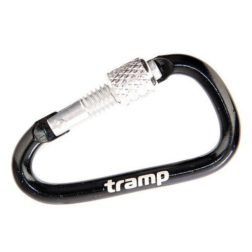Карабін Tramp TRA-059, алюмінієвий, 5 см, з муфтою, чорний