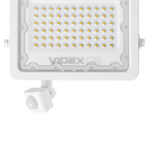 Прожектор VIDEX 50W 5000K з датчиком руху та освітлення 220V White (VL-F2e-505W-S)