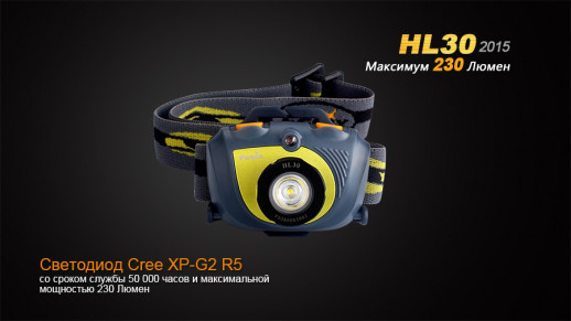 Налобный фонарь Fenix HL30 Cree XP-G2 R5 (2015), желтый