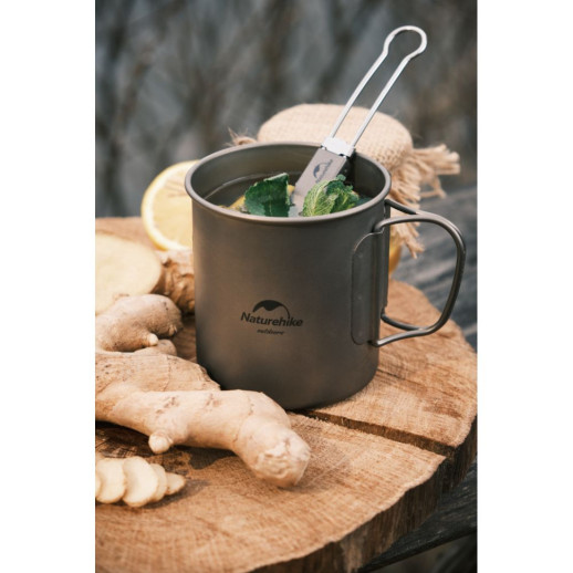 Ложко-вилка титановая складная Naturehike NH19C001-J серая с мешочком (поврежденная упаковка)
