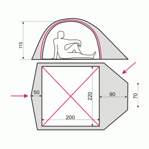Палатка Terra Incognita Platou 3 Alu (вишневый)