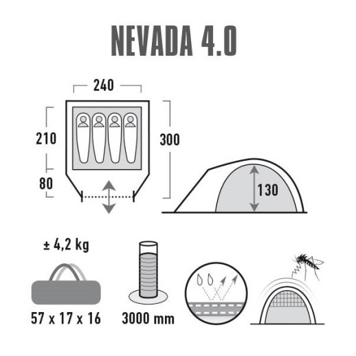 Палатка High Peak Nevada 4.0 (Nimbus Grey)