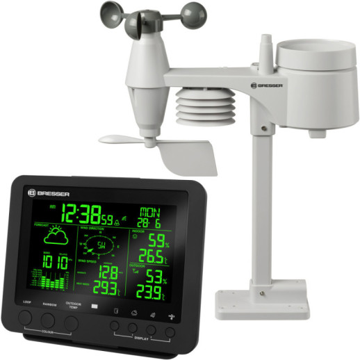Метеостанция Bresser Weather Center 5-in-1 256 colour Professional,черная, (7002520CM3000)
