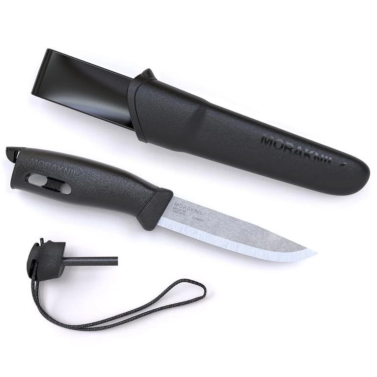 Ніж туристичний Morakniv Companion Spark Black 13567, нержавіюча сталь, кресало, чорний