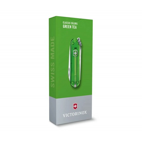 Нож-брелок Victorinox Classic SD Transparent Colors Green Tea (0.6223.T41G) 7 функций, 58 мм, Gift Box