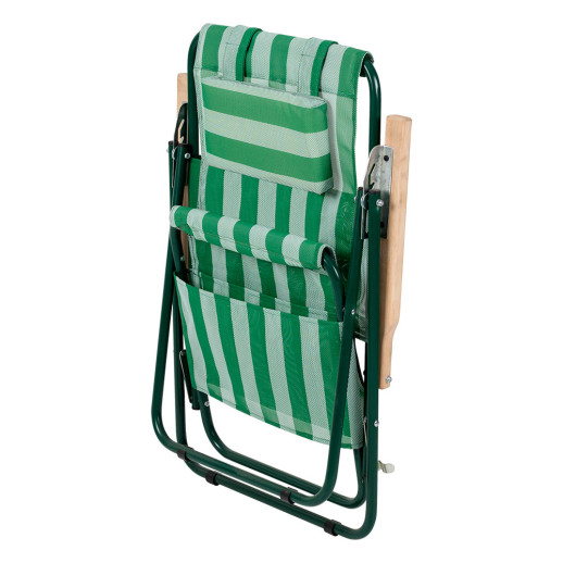 Складное кресло-шезлонг Vitan Ясень, d 20мм (текстилен бело-зеленый)