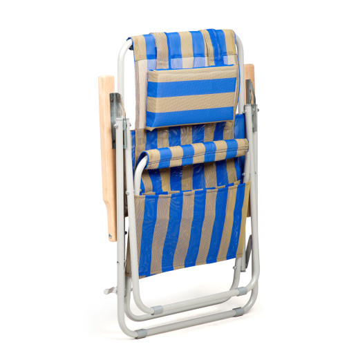 Складное кресло-шезлонг Vitan Ясень, d 20мм (текстилен сине-желтый)