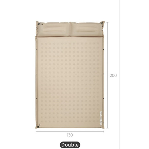 Матрас туристический с подушкой, самонадувающийся двухместный Naturehike CNK2550WS025, влагостойкий, 200 х 130 х 6 см, зеленый