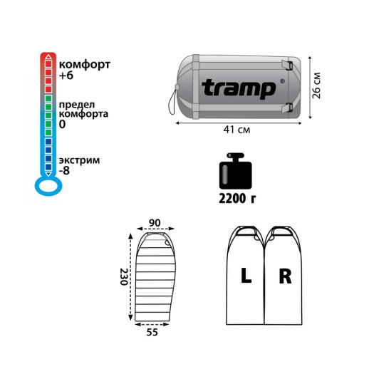Спальный мешок Tramp Siberia 5000 XL, правый