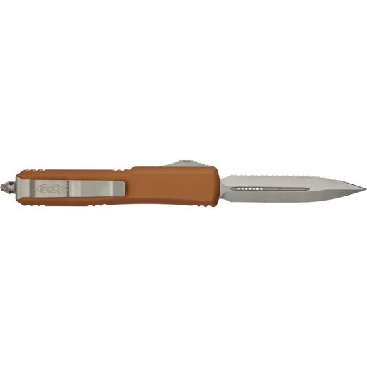 Нож Microtech Ultratech Double Edge Serrated Stonewash Aluminum Tan