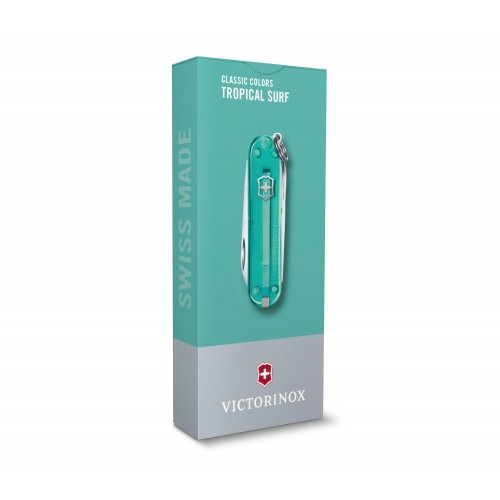 Нож-брелок Victorinox Classic SD Transparent Colors Tropical Surf(0.6223.T24G) 7 функций, 58 мм, Gift Box