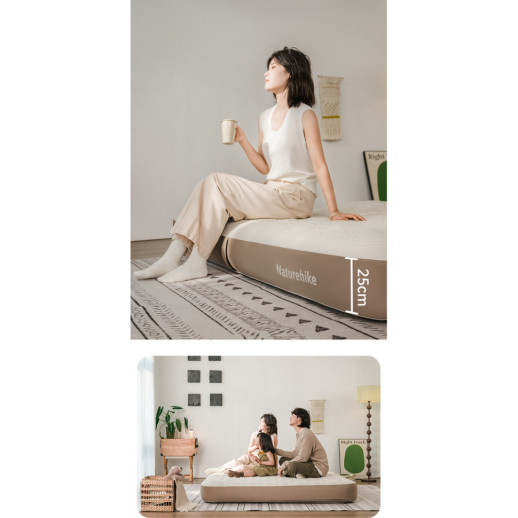 Матрас надувной двухместный Naturehike CNK2450WS023, 250 мм, бело-коричневый