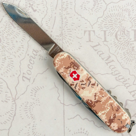 Складной нож Victorinox HUNTSMAN ARMY Пиксель песочный с красн Лого 1.3713.7.W3945p