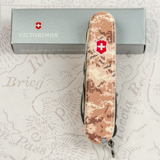 Складной нож Victorinox HUNTSMAN ARMY Пиксель песочный с красн Лого 1.3713.7.W3945p