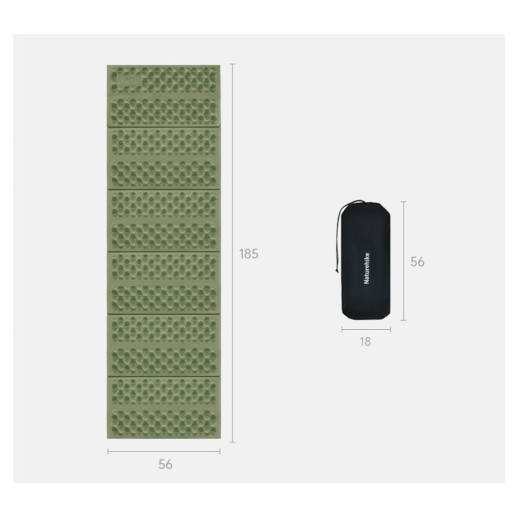 Коврик складной IXPE Naturehike CNK2550WS030, алюминиевая пленка, 18 мм, оливково-зеленый