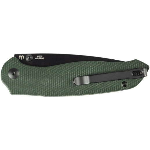 Нож CJRB Aes Black Blade, AR-RPM9, Micarta green