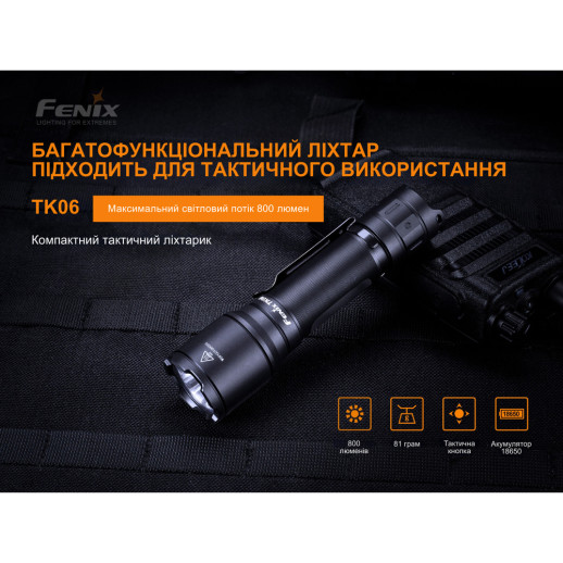 Многофункциональный фонарь Fenix TK06 Luminus SST20 L4, 800 люмен