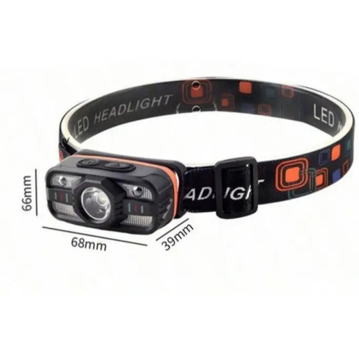 Фонарь налобный Police WH-0188-XPE+SMD, Motion Sensor, Li-Ion аккумулятор, ЗУ Type-C