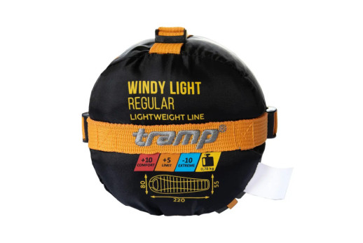 Спальный мешок Tramp Windy Light кокон левый yellow/grey 220/80-55 UTRS-055