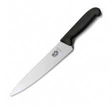Нож кухонный Victorinox Fibrox Carving разделочный 22 см, серрейторная заточка