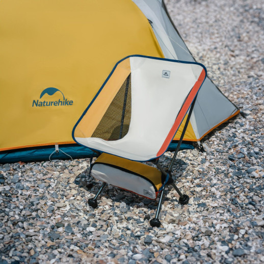 Стул складной Naturehike Moon YL08 NH20JJ027, 600D Oxford / алюминий, бело-оранжевый
