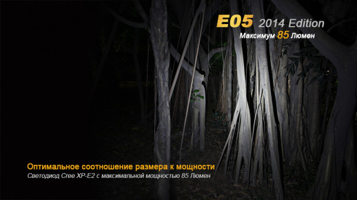 Фонарь-брелок Fenix E05 (2014 Edition), серый, XP-E2 R3 LED, 85 лм синий