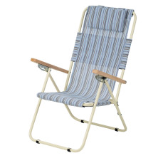 Складное кресло-шезлонг Vitan Ясень, d 20мм (текстилен голубая полоска)