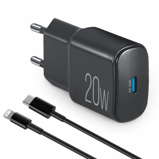 Сетевое зарядное устройство Brevia ePower PD20W + Cable USB-C to Lightning 1m