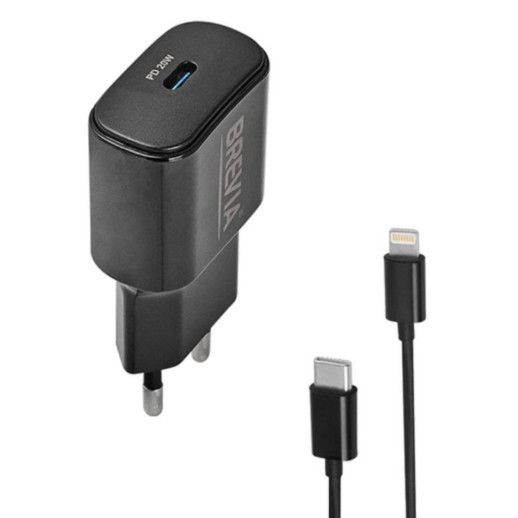 Сетевое зарядное устройство Brevia ePower PD20W + Cable USB-C to Lightning 1m