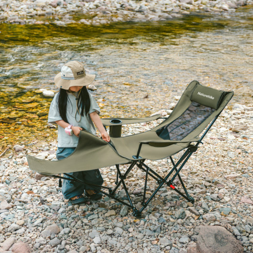Кресло-шезлонг складной Naturehike CNK2550JJ023 Nightfall T05, сталь, оливковое