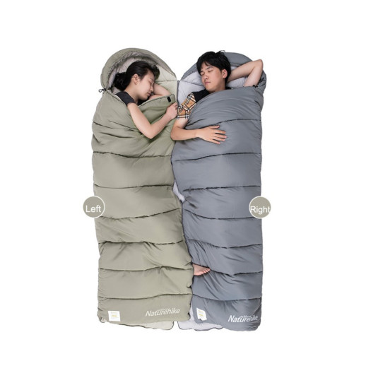 Спальный мешок с капюшоном с обычным мешком для хранения Naturehike M300 CNK2350WS023, зеленый, правый