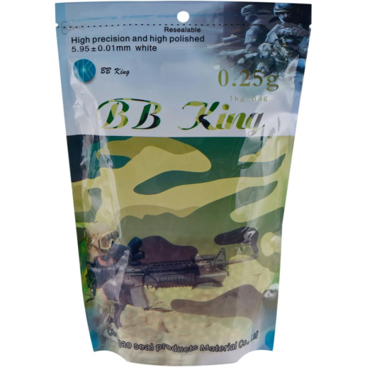 Страйкбольные шарики BB King Normal, 6 мм 0.25g, 1kg/bag white