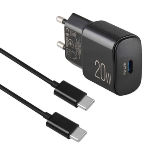 Сетевое зарядное устройство Brevia ePower PD20W + Cable USB-C to USB-C 1m