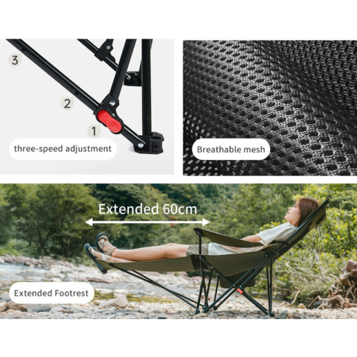 Кресло-шезлонг складной Naturehike CNK2550JJ023 Nightfall T05, сталь, хаки